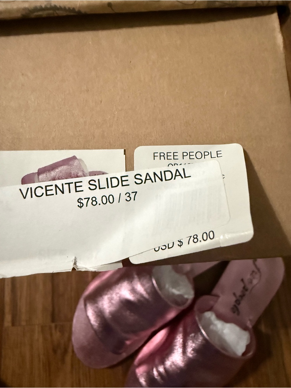 Free people vicente slide sandal size 7 metallic pink - Picture 3 of 3